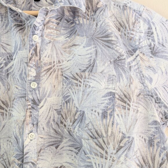 Marc Anthony Cotton Linen Tropical Floral Motif Button Up Shirt Short Sleeve L - Picture 4 of 13